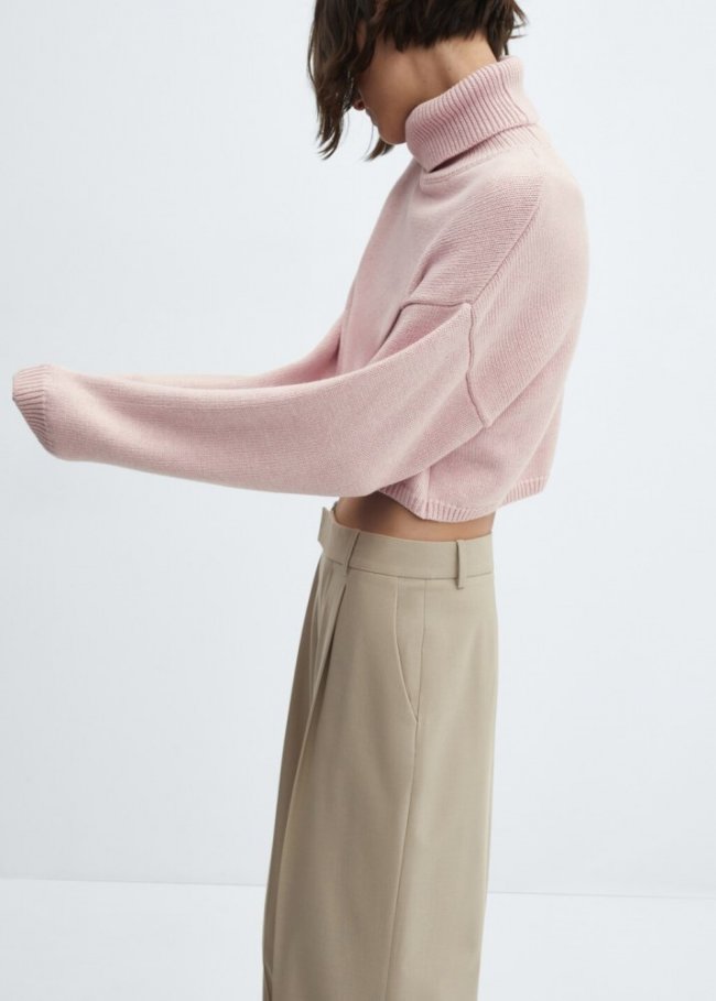 Mango Jersey punto cuello vuelto - Rosa