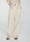 Mango Pantalón wideleg algodón - Crudo