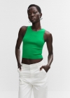 Mango Top punto canalé cremallera - Verde