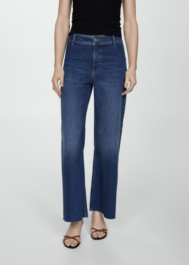 Mango Jeans Catherin culotte tiro alto - Azul oscuro