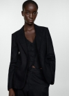 Mango Blazer traje 100% lino - Negro