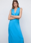 Mango Vestido asimétrico abertura lateral - Turquesa