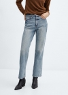 Mango Jeans rectos tiro medio - Azul medio vintage