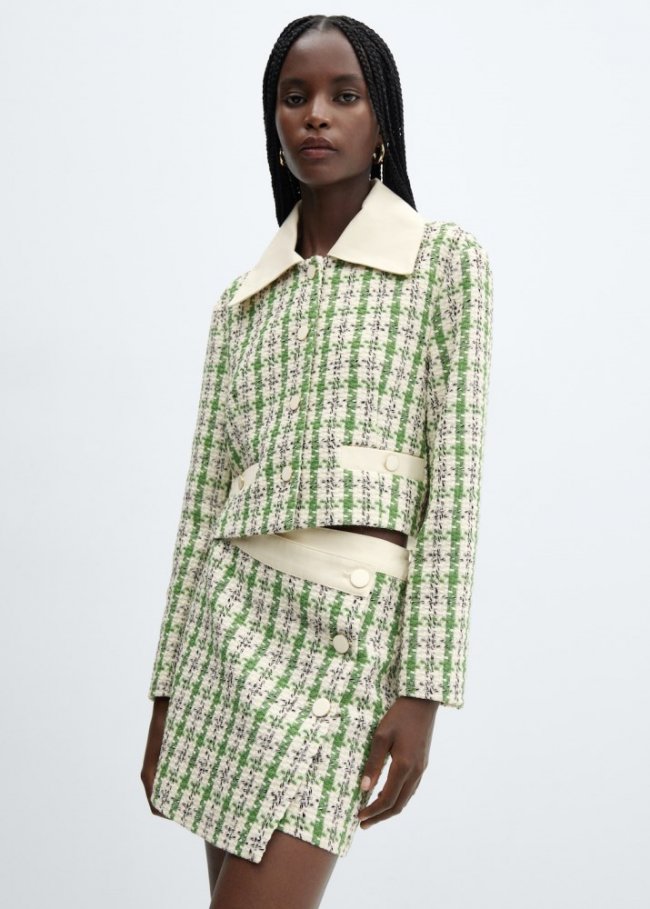 Mango Minifalda tweed botones - Verde