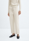 Mango Jeans rectos crop botones - Crudo