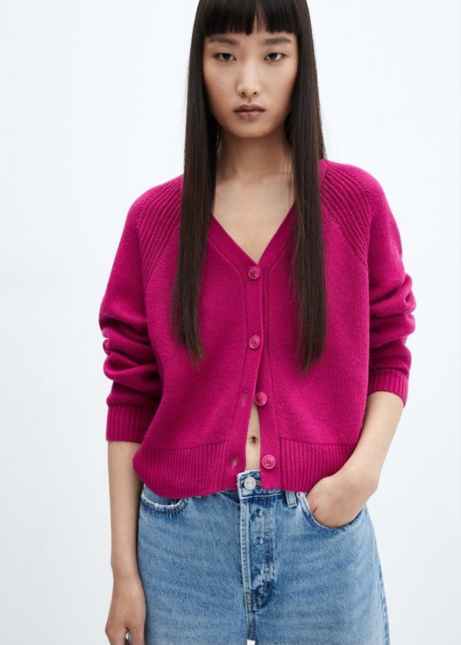 Mango Cárdigan punto botones - Fucsia