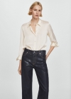Mango Camisa fluida satinada - Blanco roto