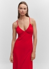 Mango Vestido midi fruncido - Rojo