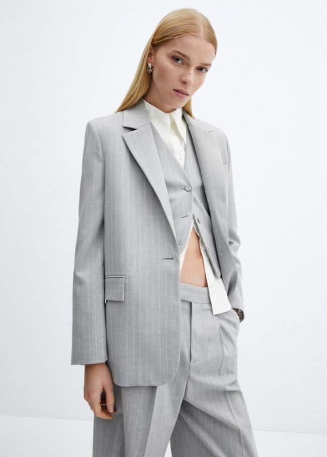 Mango Americana traje raya diplomática - Gris medio vigoré