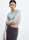 Mango Camiseta crop manga larga - Gris claro vigoré