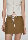Mango Minifalda cintura contraste - Beige