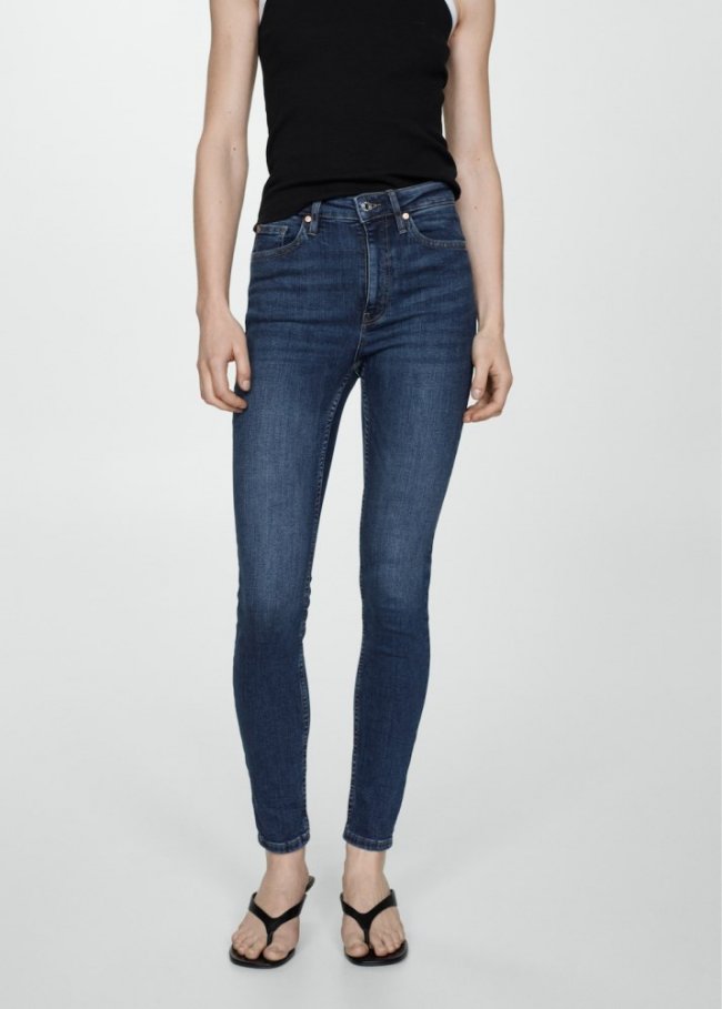 Mango Jeans skinny tiro alto - Azul oscuro