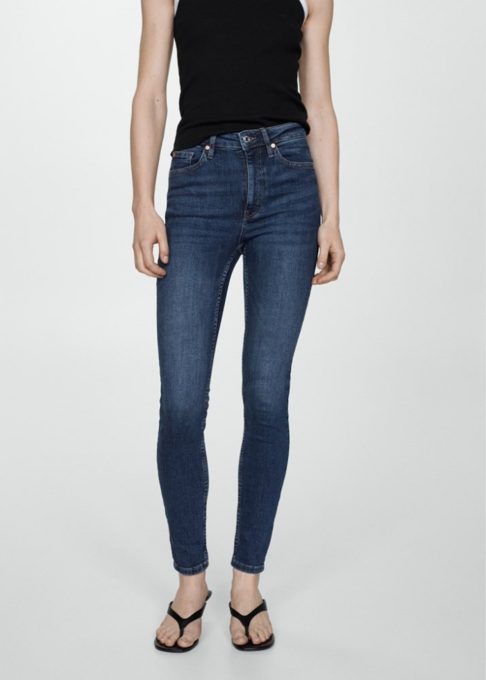 Mango Jeans skinny tiro alto - Azul oscuro
