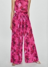 Mango Pantalón plisado floral - Fucsia