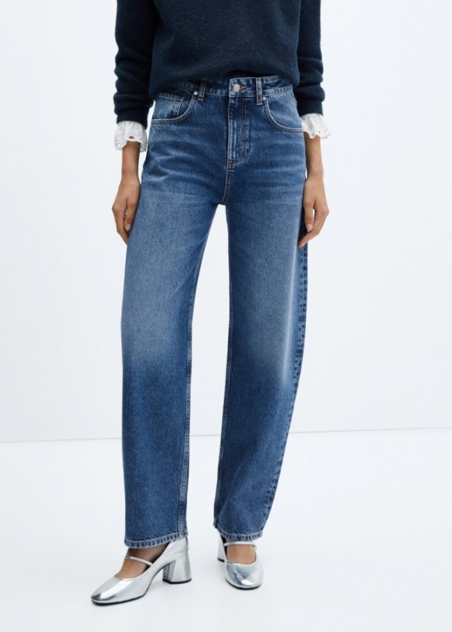 Mango Jeans balloon tiro alto - Azul oscuro