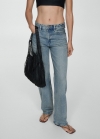 Mango Jeans rectos tiro medio - Azul medio vintage