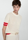 Mango Jersey calado rayas - Rojo