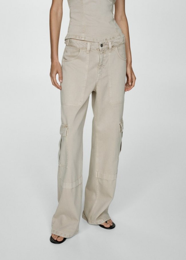 Mango Jeans cargo bolsillos - Arena