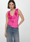 Mango Top algodón volantes - Fucsia