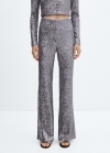 Mango Pantalón flare lentejuelas - Gris