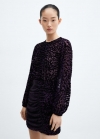 Mango Vestido terciopelo animal print - Negro