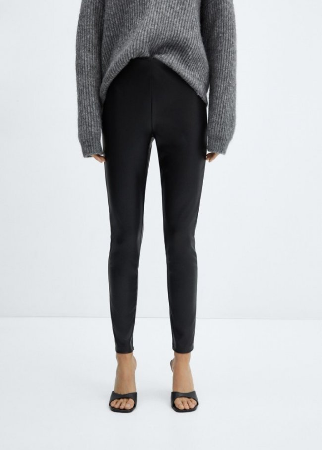 Mango Leggings efecto piel - Negro
