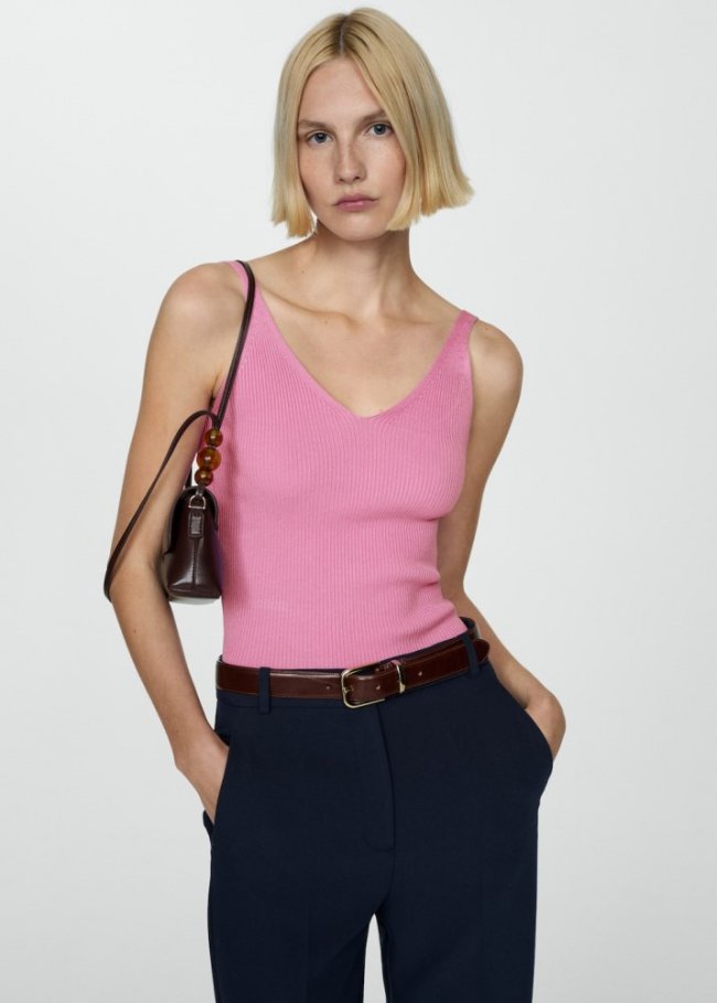 Mango Top punto tirantes - Rosa claro