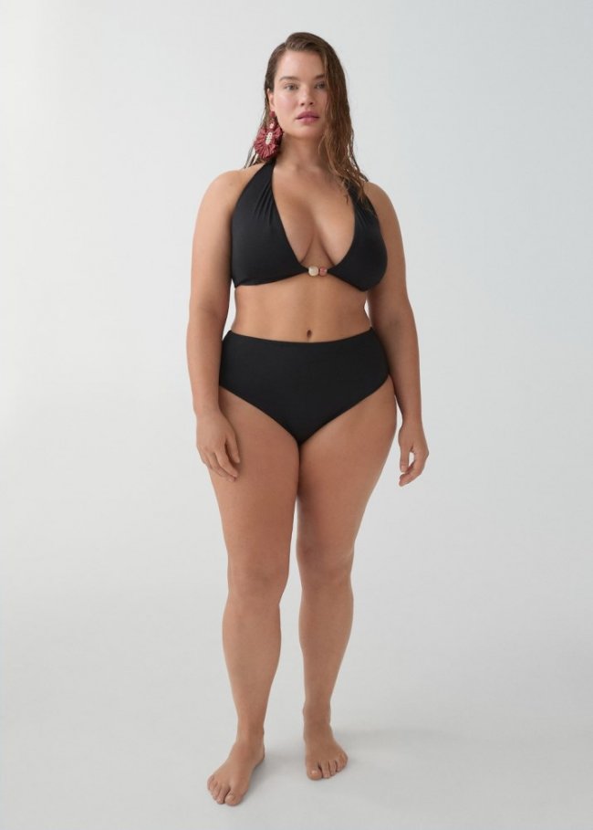 Mango Sujetador bikini abalorios - Negro