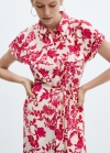 Mango Mono estampado floral - Rojo coral