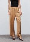 Mango Pantalón cintura elástica satinado - Arena