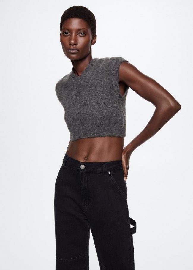 Mango Jeans cargo bolsillos - Denim negro
