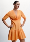 Mango Vestido volante bajo - Mandarina