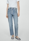 Mango Jeans rectos detalles foil - Plata