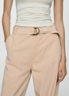 Mango Pantalón fluido wideleg cinturón - Arena