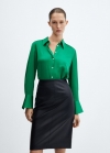 Mango Camisa fluida satinada - Verde