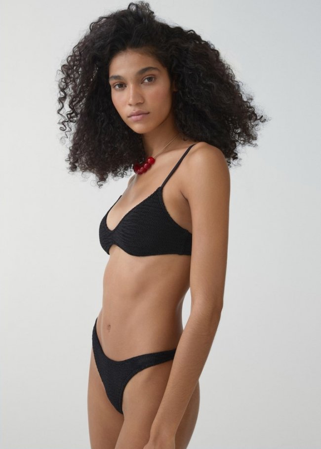 Mango Top bikini textura - Negro