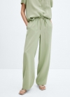 Mango Pantalón wideleg cintura elástica - Verde