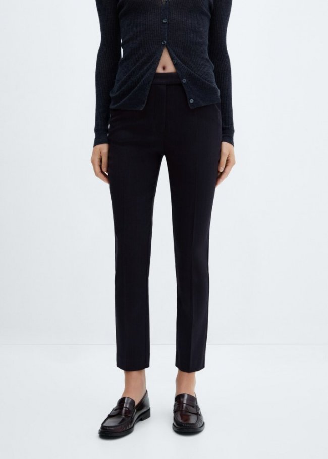 Mango Pantalón skinny tiro medio - Azul marino