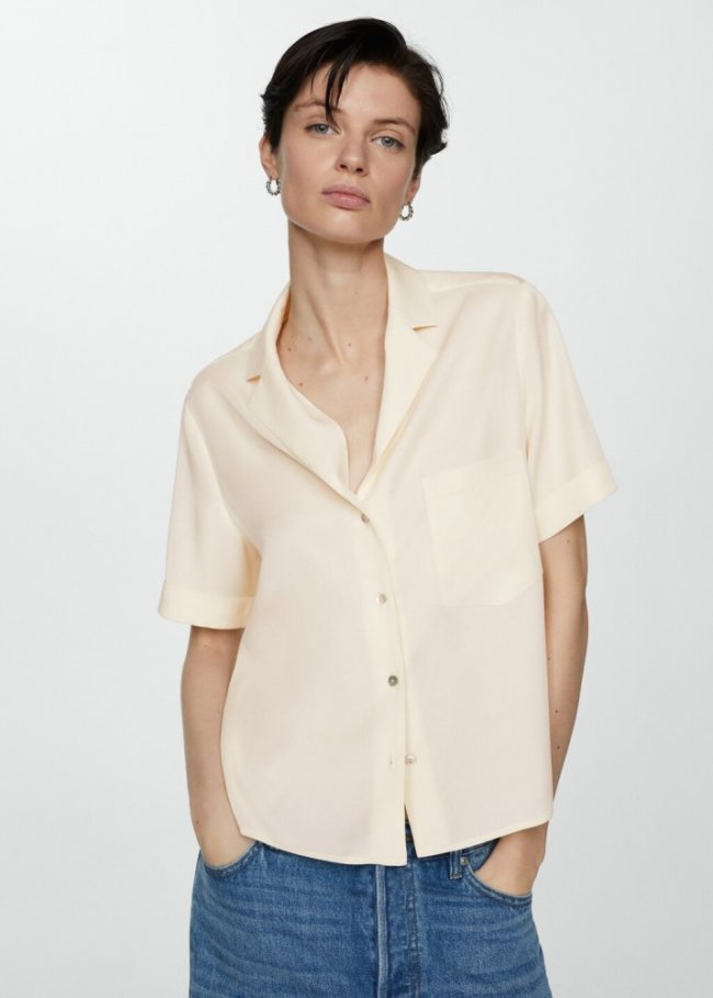 Mango Camisa 100% lyocell - Blanco