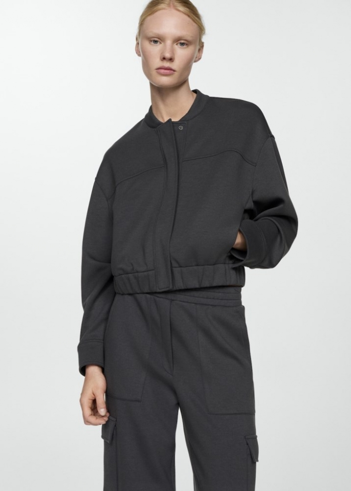 Mango Chaqueta bomber costuras decorativas - Gris antracita