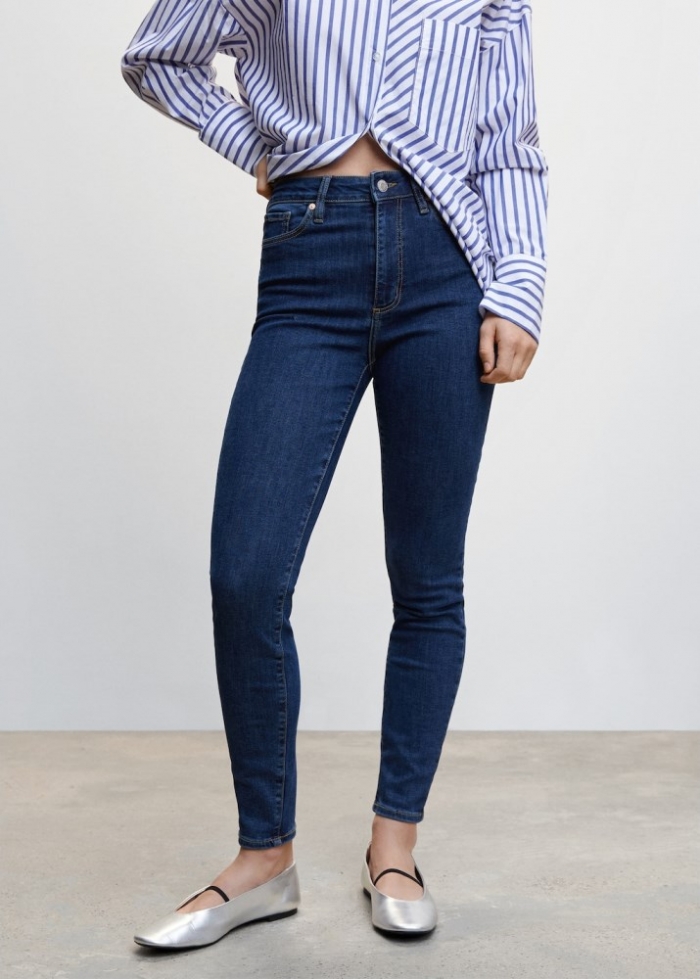 Mango Jeans skinny tiro alto - Azul oscuro