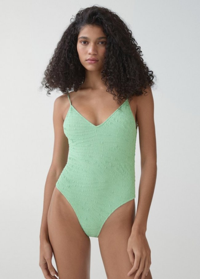 Mango Bañador textura tirantes ajustables - Turquesa