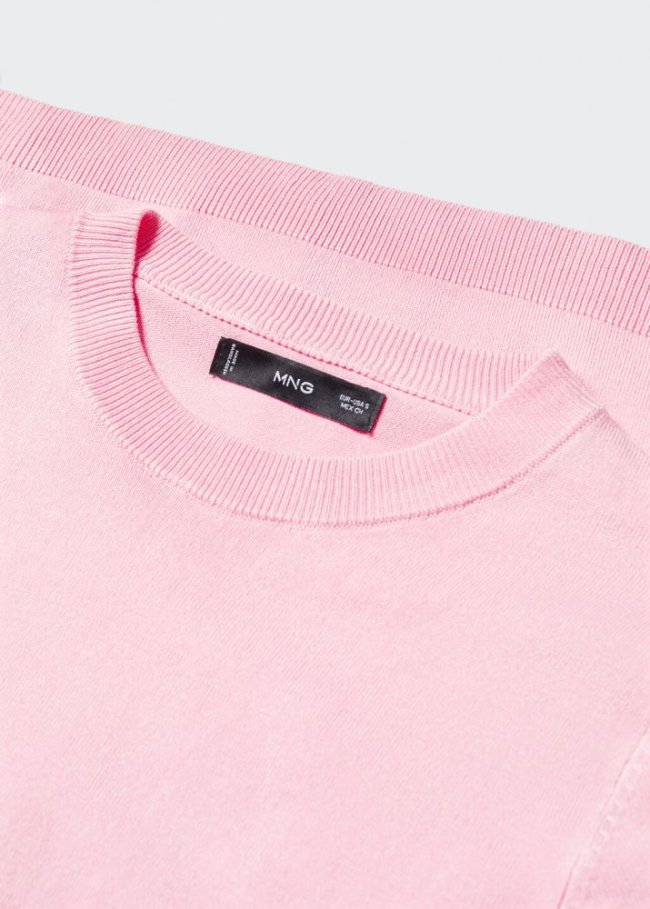 Mango Jersey manga corta - Rosa pastel