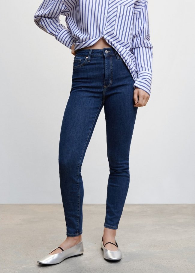 Mango Jeans skinny tiro alto - Azul oscuro