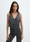 Mango Chaleco crop botones - Gris