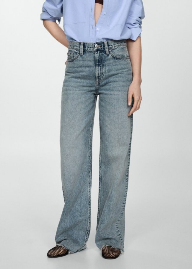 Mango Jeans wideleg tiro alto - Azul medio vintage