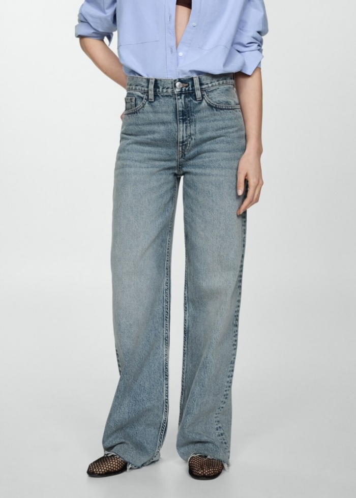 Mango Jeans wideleg tiro alto - Azul medio vintage