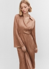 Mango Vestido camisero satinado - Marrón