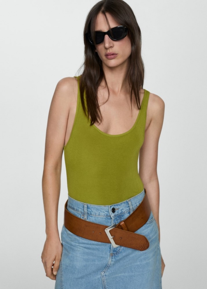 Mango Top punto tirantes - Oliva