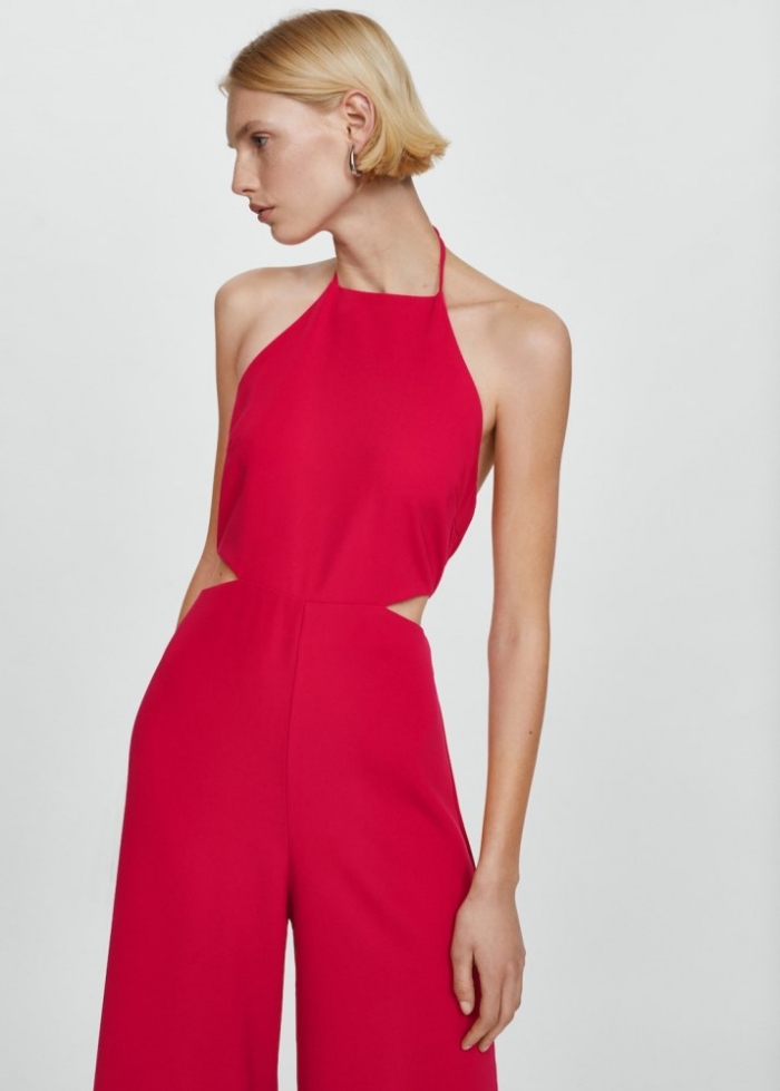 Mango Mono halter aberturas - Fucsia